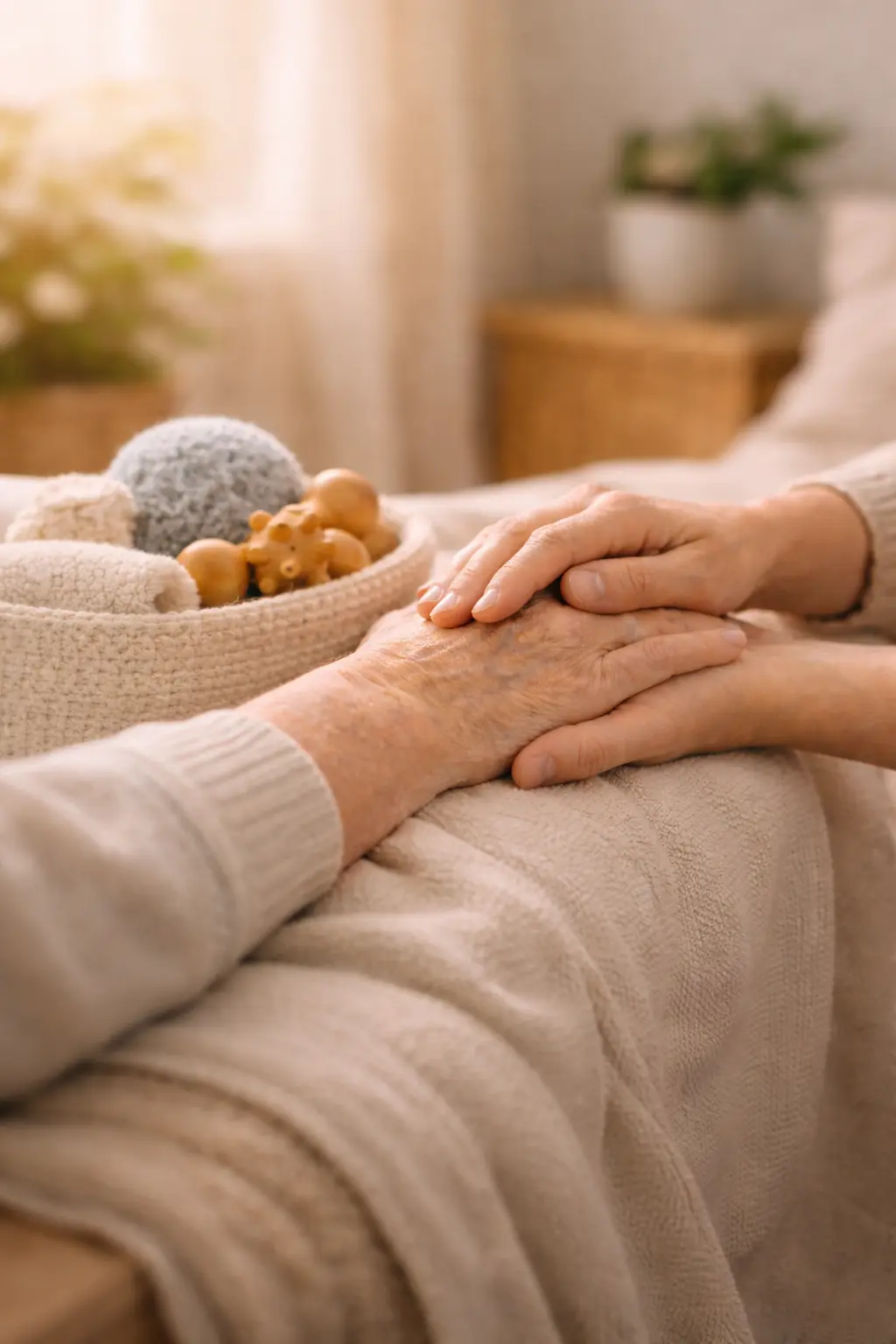 Un proche et une personne âgée partagent un moment grâce à un coffret Milala